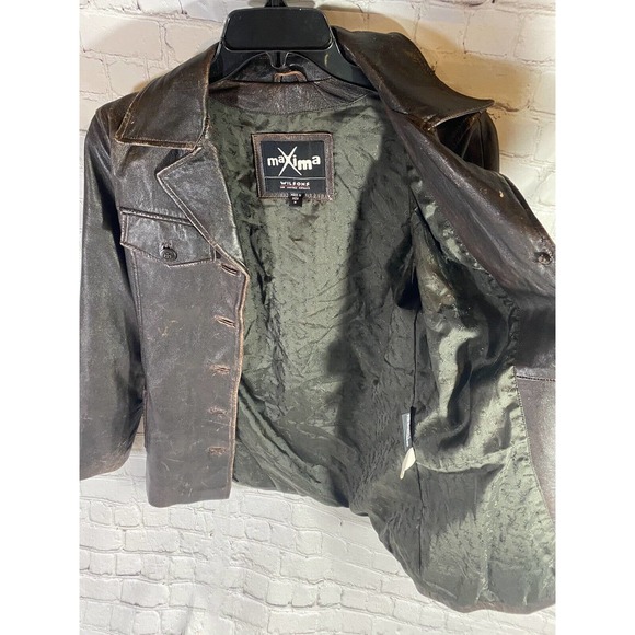 WILSON Leather Maxima Women’s Size M Distressed Brown 100% Leather Jacket - Picture 3 of 7